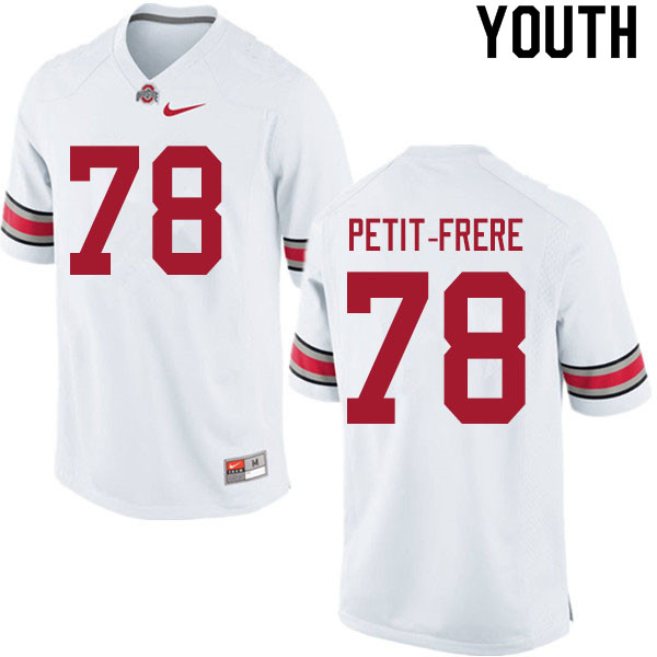 Ohio State Buckeyes Nicholas Petit-Frere Youth #78 White Authentic Stitched College Football Jersey